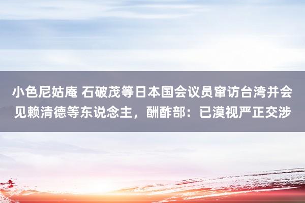 小色尼姑庵 石破茂等日本国会议员窜访台湾并会见赖清德等东说念主，酬酢部：已漠视严正交涉